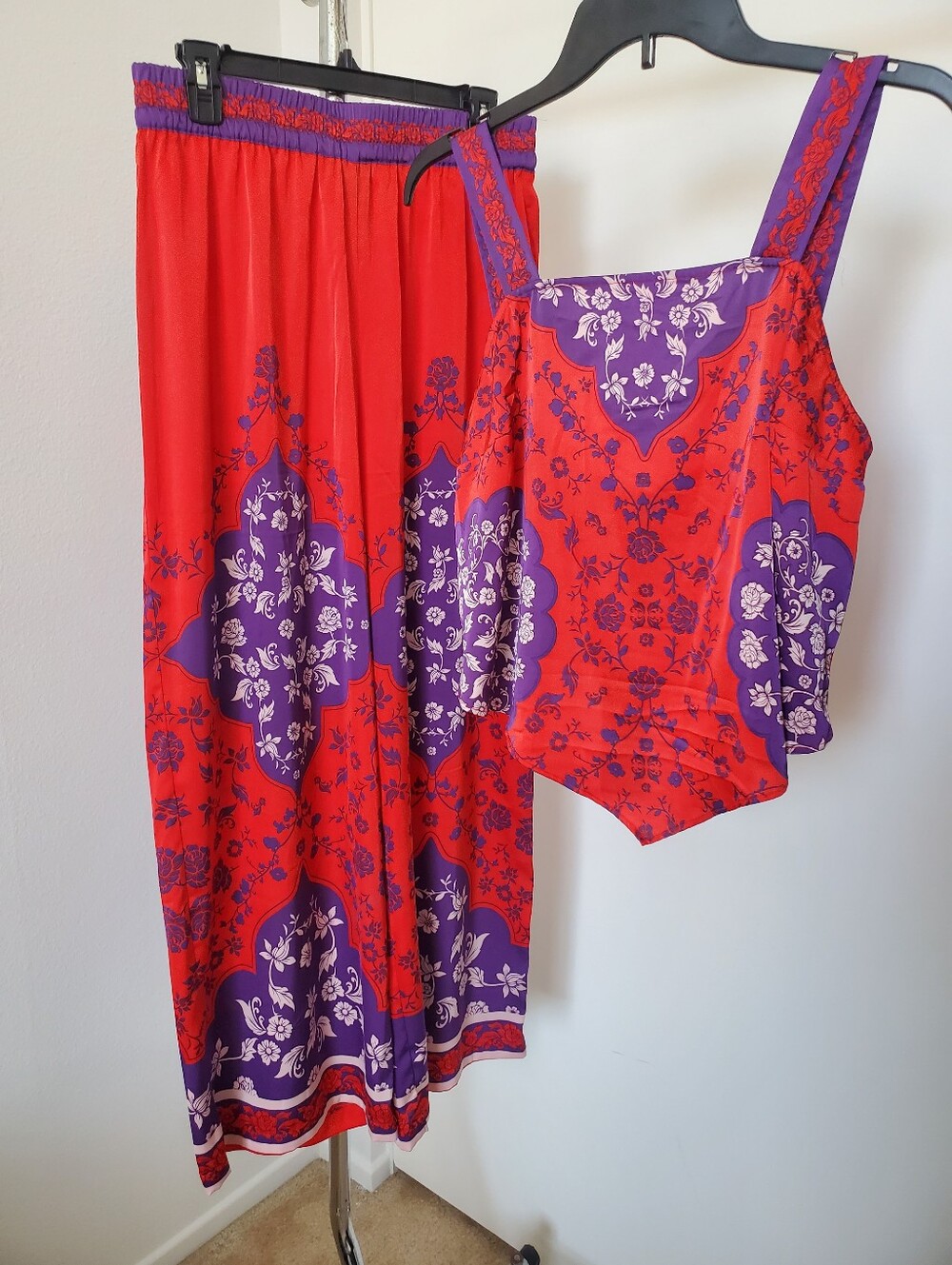 Rachel Roy Boho Satin 2 PC Pant Set M - Picture 2 of 12
